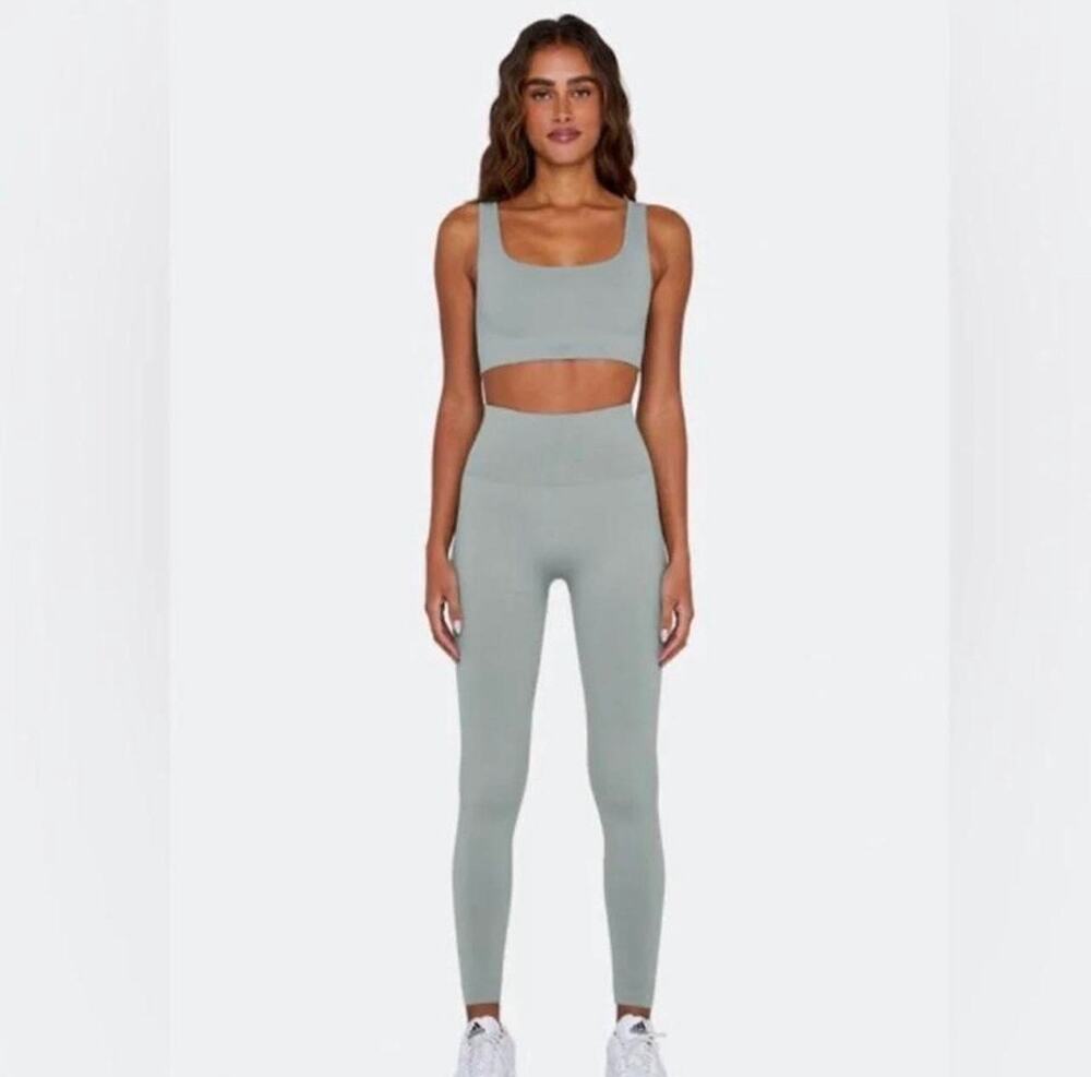 Active SculptFlex Ribbed Leggings (Green, Size S)